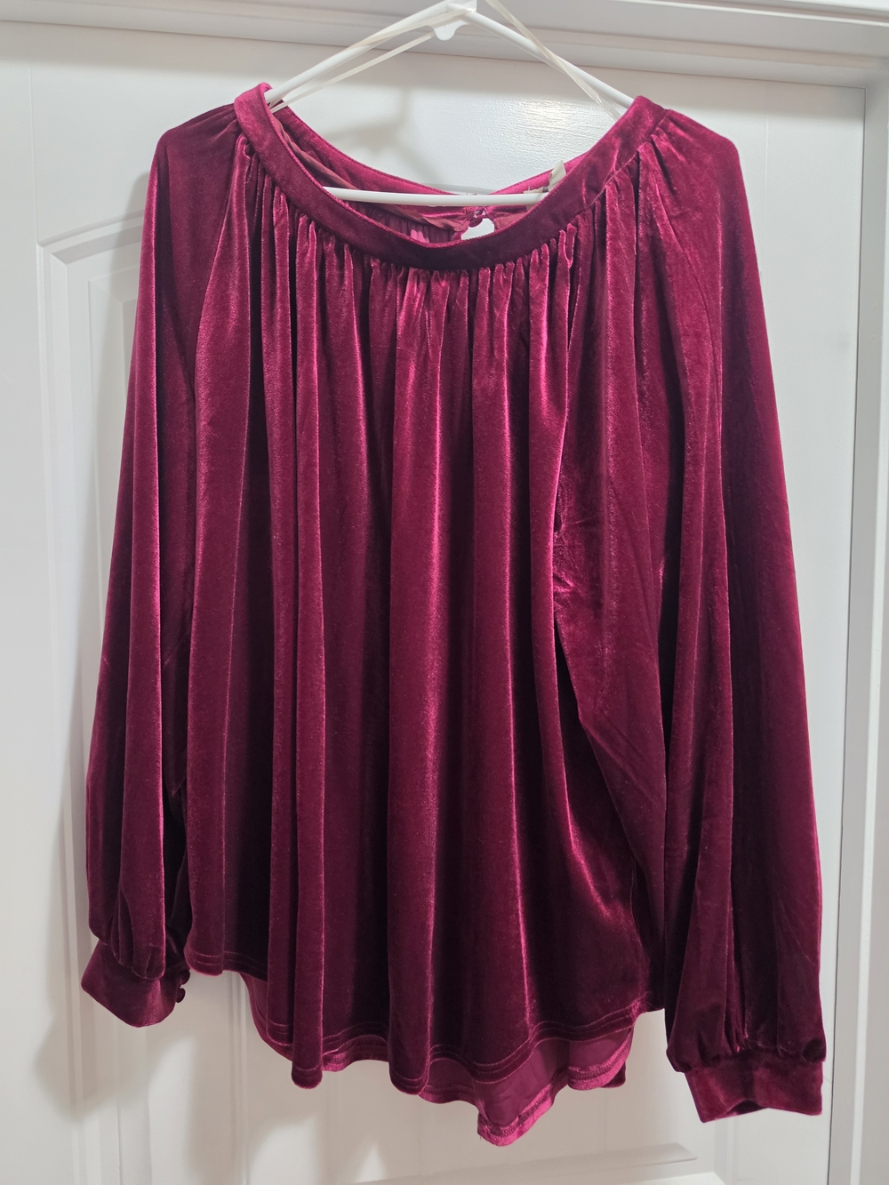 NWT, Burgundy Umgee Velvet Off-Shoulder Blouse in Deep Berry